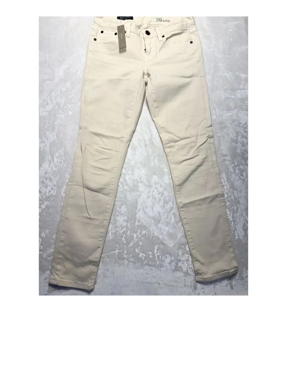 J.Crew Toothpick Ankle Jeans Ivory Size 26 NWT Quiet Luxury
